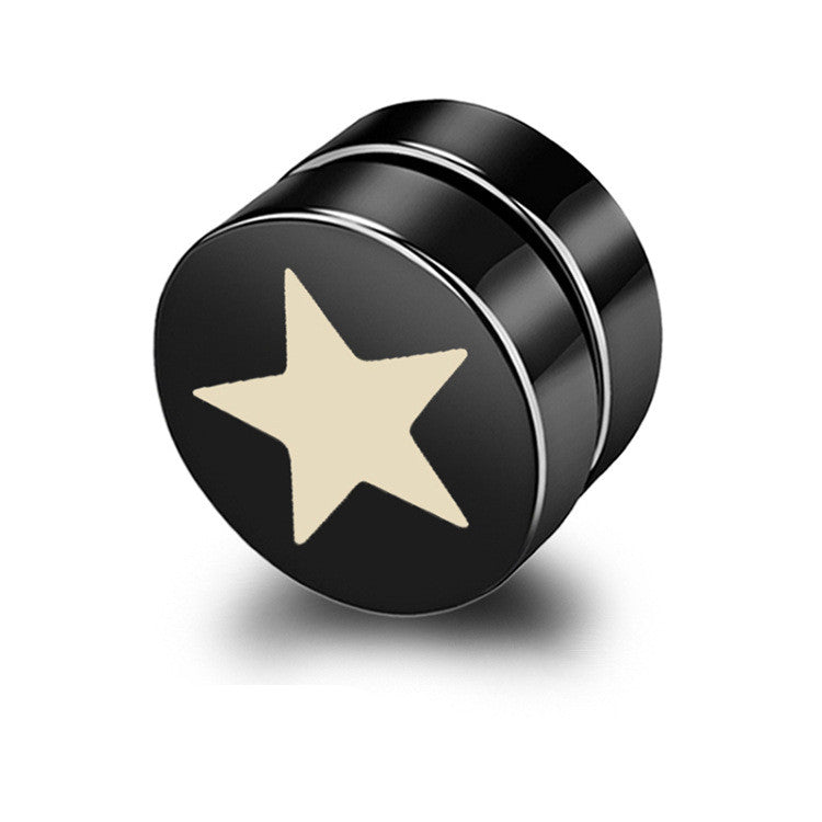 Magnetic Black Titanium Steel Stud Earrings for Men