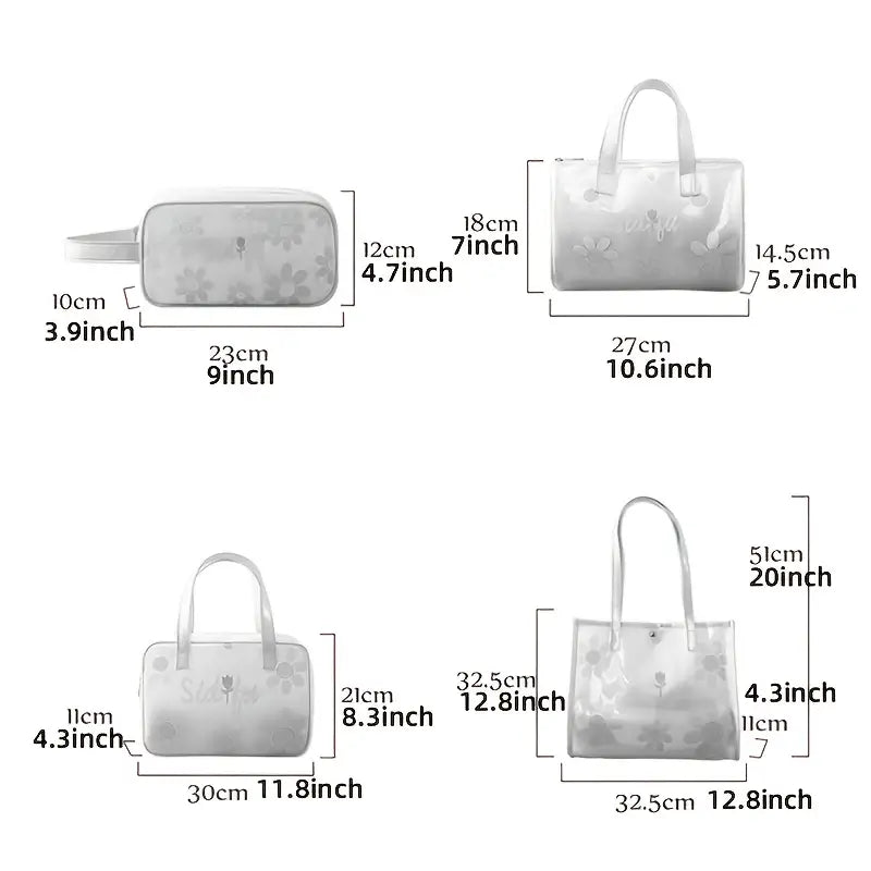 Translucent Waterproof Travel Makeup Bag with Cartoon Print