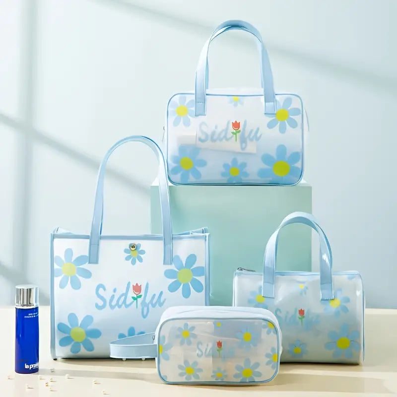 Translucent Waterproof Travel Makeup Bag with Cartoon Print