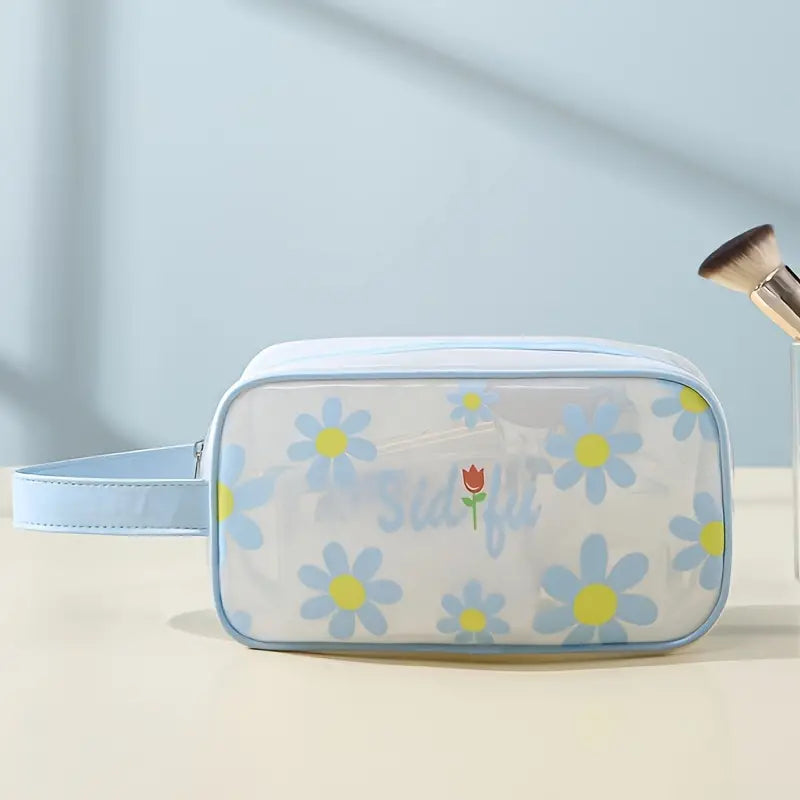 Translucent Waterproof Travel Makeup Bag with Cartoon Print