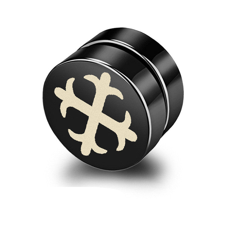 Magnetic Black Titanium Steel Stud Earrings for Men