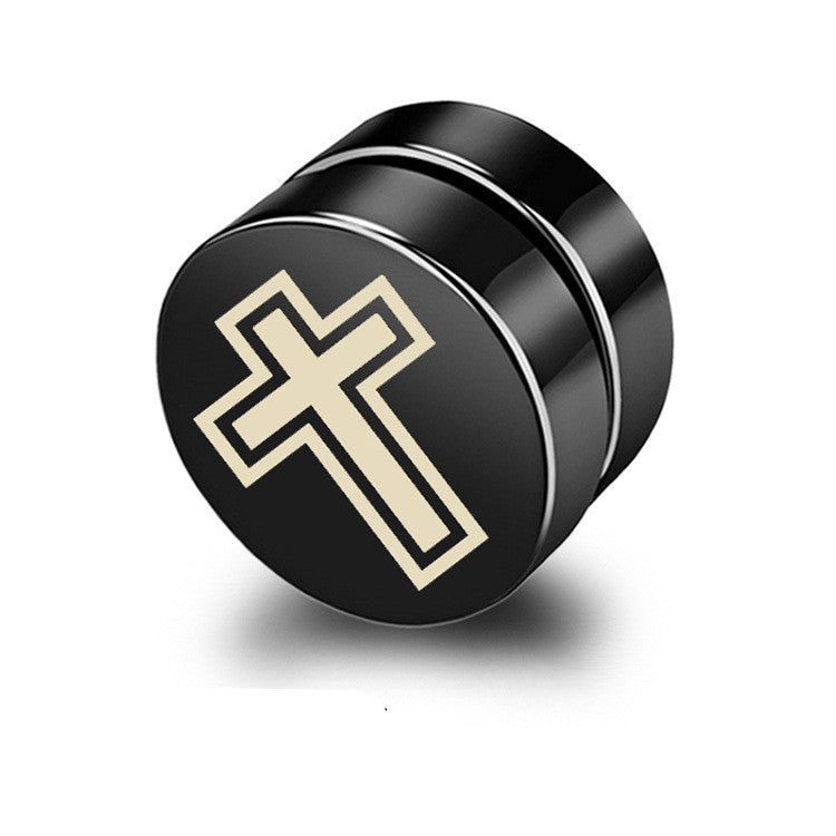 Magnetic Black Titanium Steel Stud Earrings for Men