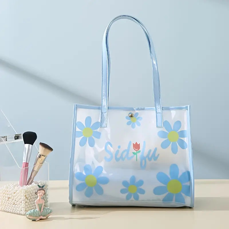 Translucent Waterproof Travel Makeup Bag with Cartoon Print