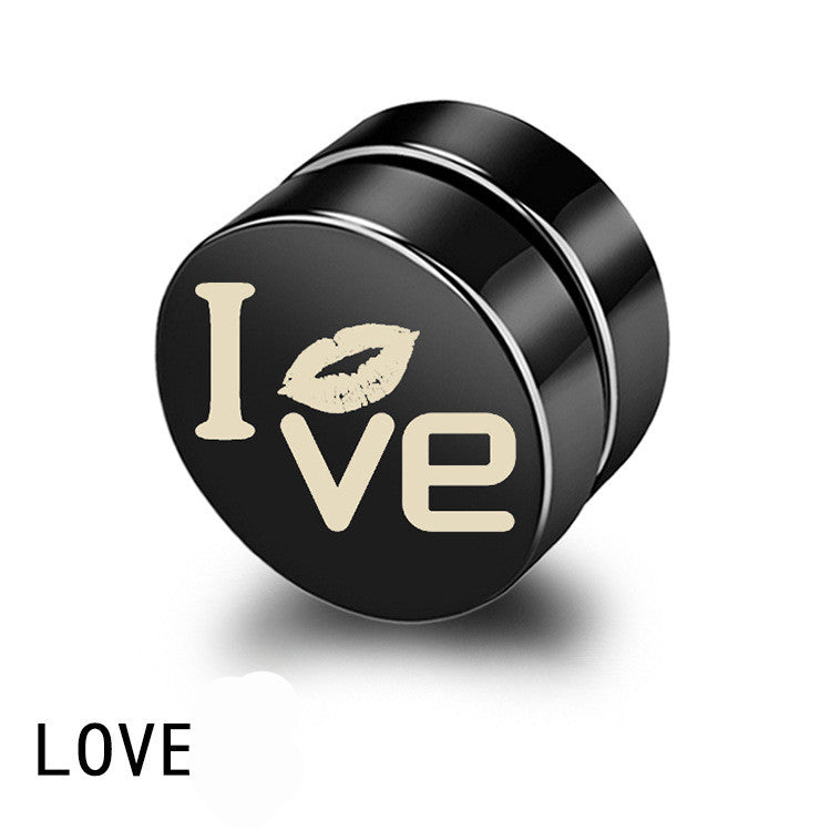 Magnetic Black Titanium Steel Stud Earrings for Men
