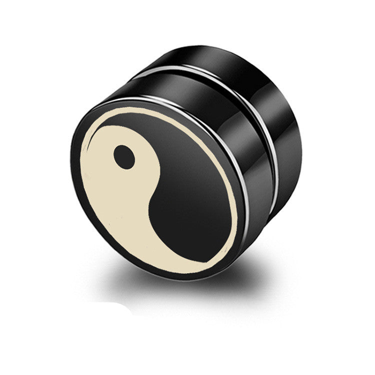 Magnetic Black Titanium Steel Stud Earrings for Men