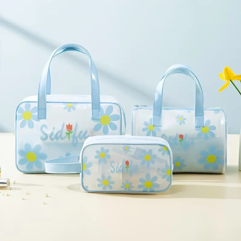 Translucent Waterproof Travel Makeup Bag with Cartoon Print