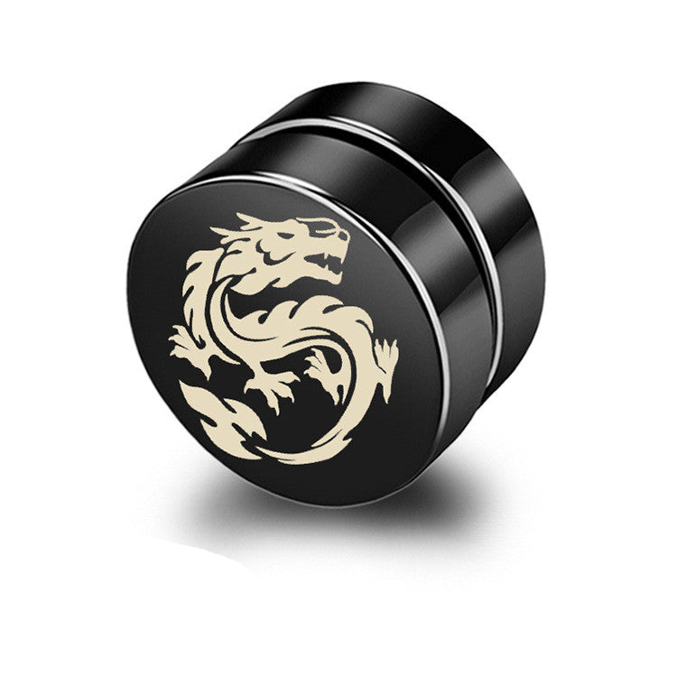 Magnetic Black Titanium Steel Stud Earrings for Men