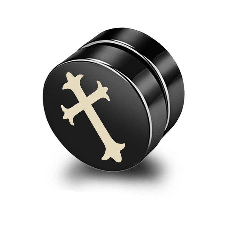 Magnetic Black Titanium Steel Stud Earrings for Men