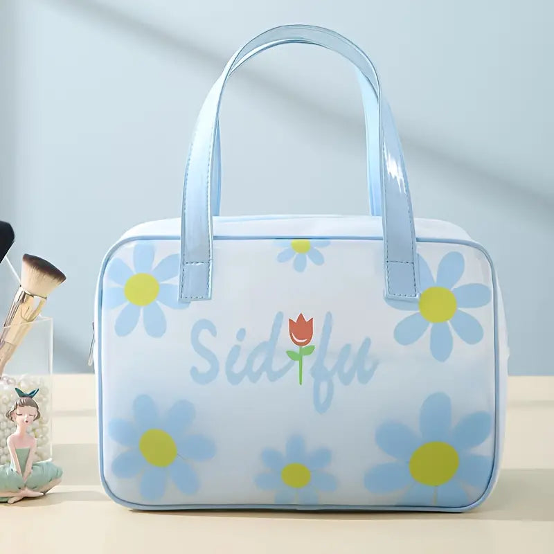 Translucent Waterproof Travel Makeup Bag with Cartoon Print