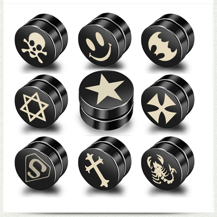 Magnetic Black Titanium Steel Stud Earrings for Men